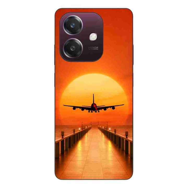 Husa compatibila cu Oppo A40 Silicon Gel Tpu Model Airplane Sunset