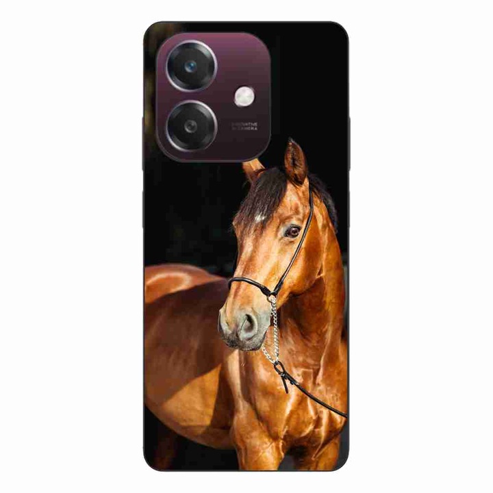 Husa compatibila cu Oppo A40 Silicon Gel Tpu Model Cal pe Fundal Negru