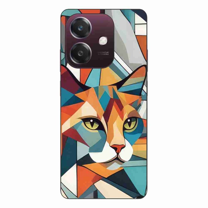 Husa compatibila cu Oppo A40 Silicon Gel Tpu Model Cubic Cat Art