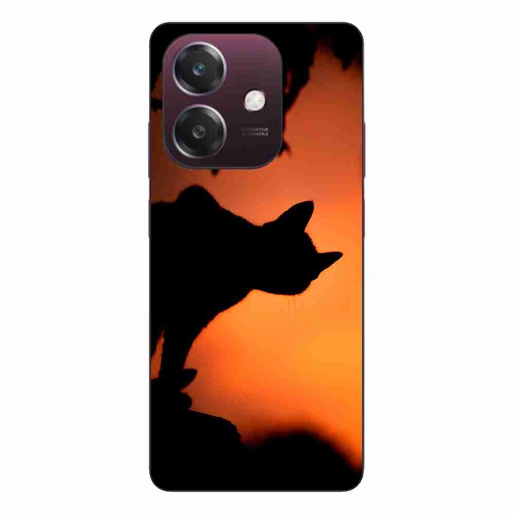 Husa compatibila cu Oppo A40 Silicon Gel Tpu Model Halloween Pisica Neagra
