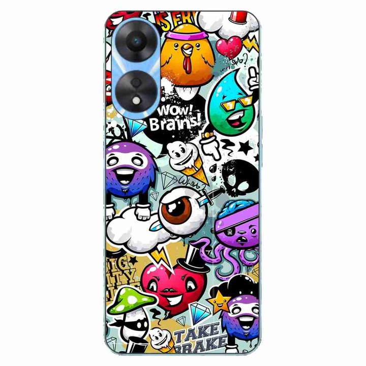 Husa compatibila cu Oppo A78 4G (CPH2565) Silicon Gel Tpu Model Pop Art Graffiti