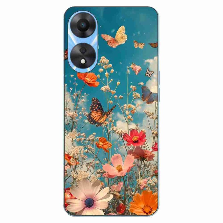Husa compatibila cu Oppo A78 4G (CPH2565) Silicon Gel Tpu Model Flori si Fluturi