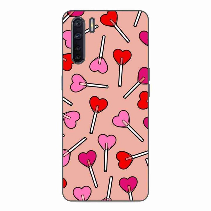Husa compatibila cu Oppo A91 Silicon Gel Tpu Model Valentines Heart Lolipops