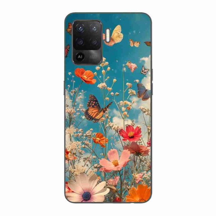 Husa compatibila cu Oppo Reno5 Lite Silicon Gel Tpu Model Flori si Fluturi