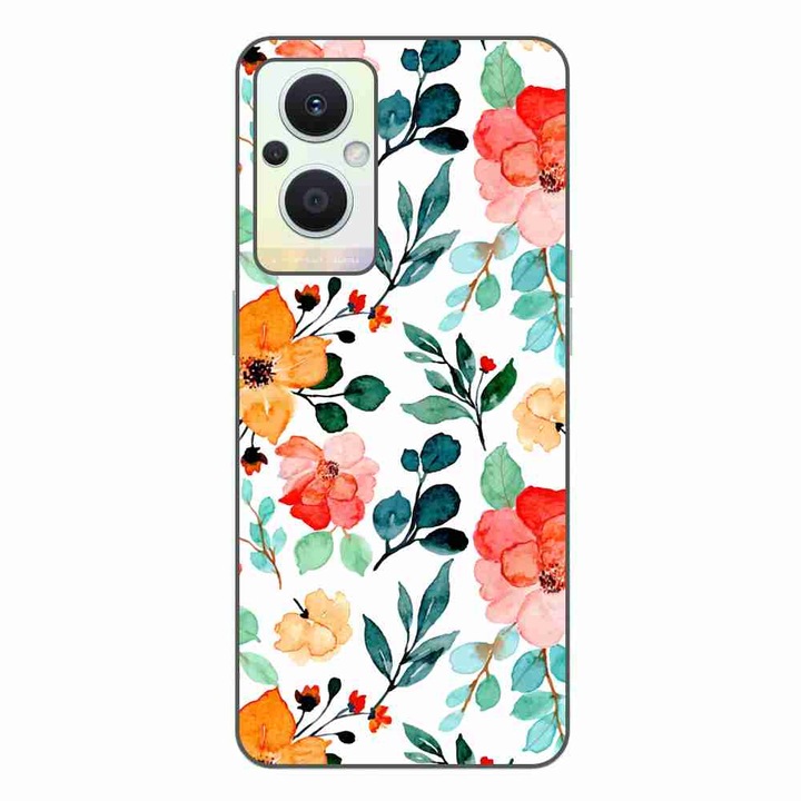 Калъф, съвместим с Oppo Reno7 Lite Silicone Gel Tpu Pattern Painted Flowers