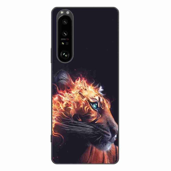 Кейс, съвместим с Sony Xperia 1 III Silicon Gel Tpu Модел Flameborn Tiger