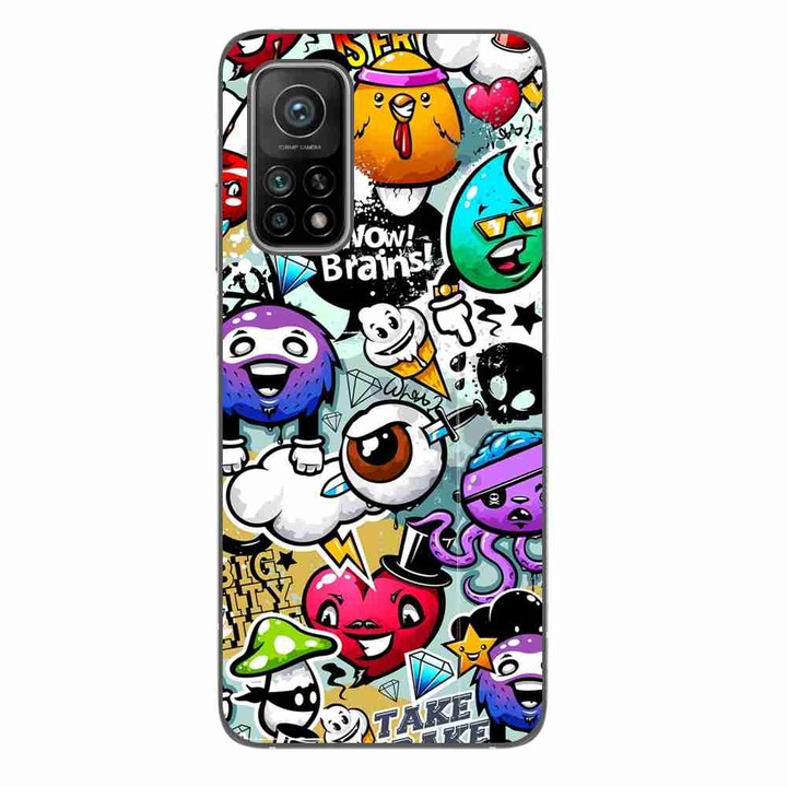 Калъф, съвместим с Xiaomi Mi 10T Pro 5G Silicone Gel Tpu Pattern Pop Art Graffiti