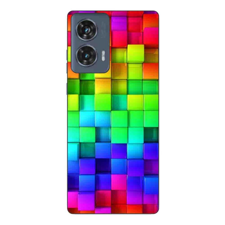 Калъф, съвместим с Motorola Edge 50 Fusion Silicon Gel Tpu Pattern Colorful Cubes
