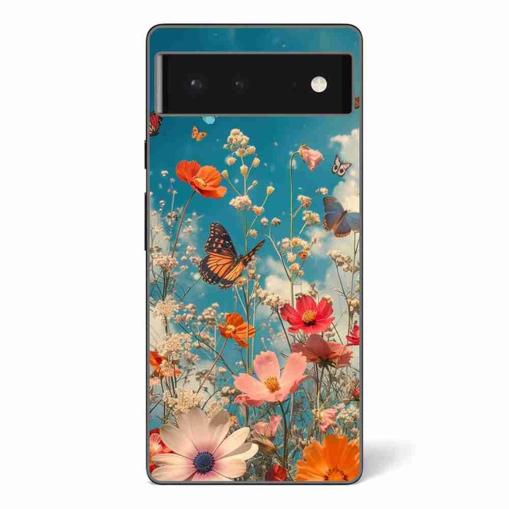 Husa compatibila cu Google Pixel 6 Silicon Gel Tpu Model Flori si Fluturi
