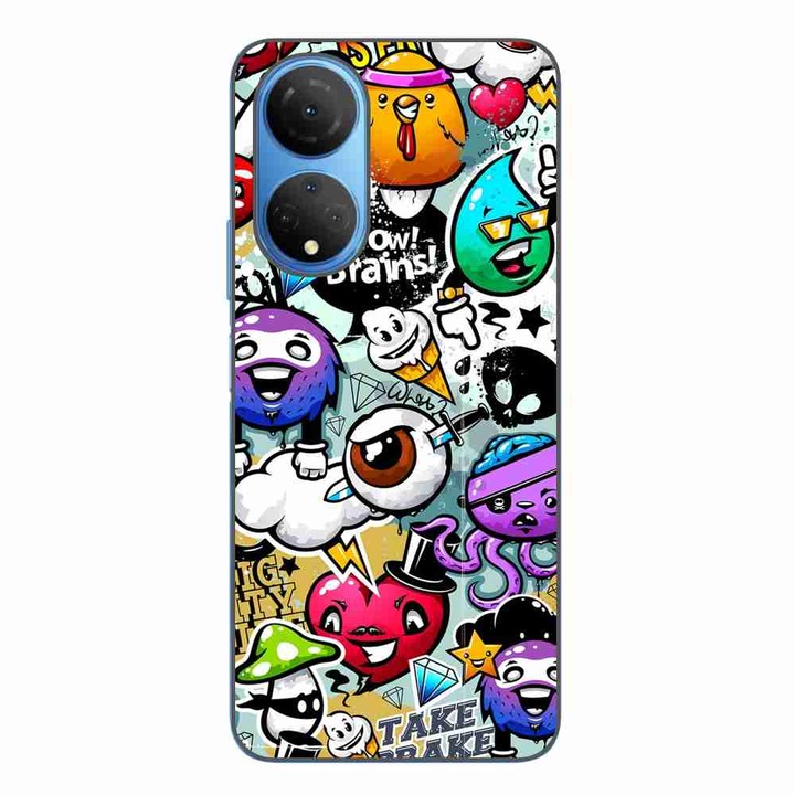 Husa compatibila cu Honor X7 Silicon Gel Tpu Model Pop Art Graffiti