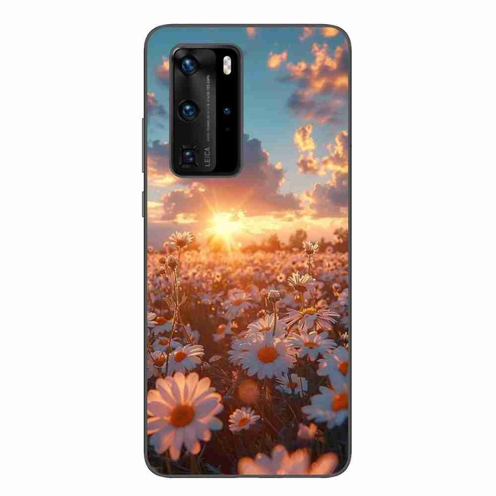 Husa compatibila cu Huawei P40 Pro Silicon Gel Tpu Model Rasarit cu Flori