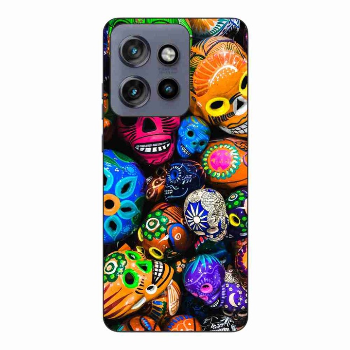 Husa compatibila cu Motorola Edge 50 Neo Silicon Gel Tpu Model Halloween Cranii Colorate