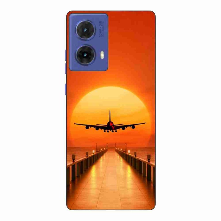 Калъф, съвместим с Motorola Moto G85 Silicone Gel Tpu Pattern Airplane Sunset