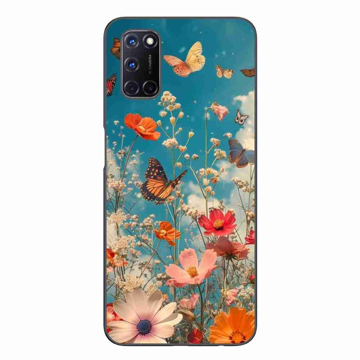 Husa compatibila cu Oppo A72 Silicon Gel Tpu Model Flori si Fluturi