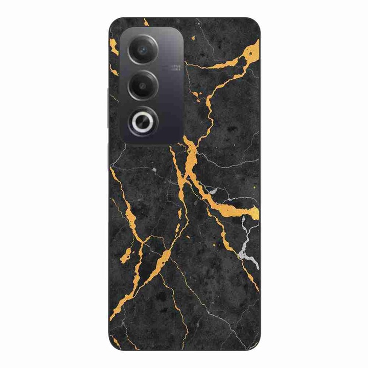 Husa compatibila cu Oppo A80 Silicon Gel Tpu Model Noir Gold Marble