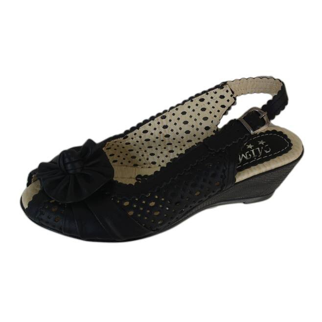 Sandale cu perforatii si talpa ortopedica, D&J Exclusive, Negru