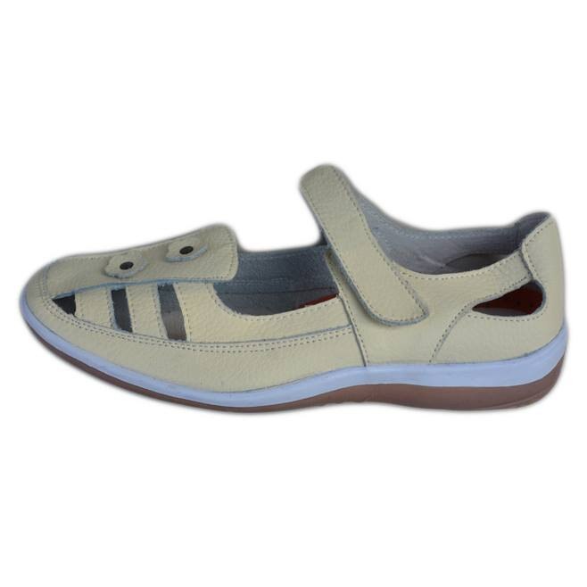 Balerini casual, cu aplicatii de flori, din piele naturala, D&J Exclusive, Bej, 38