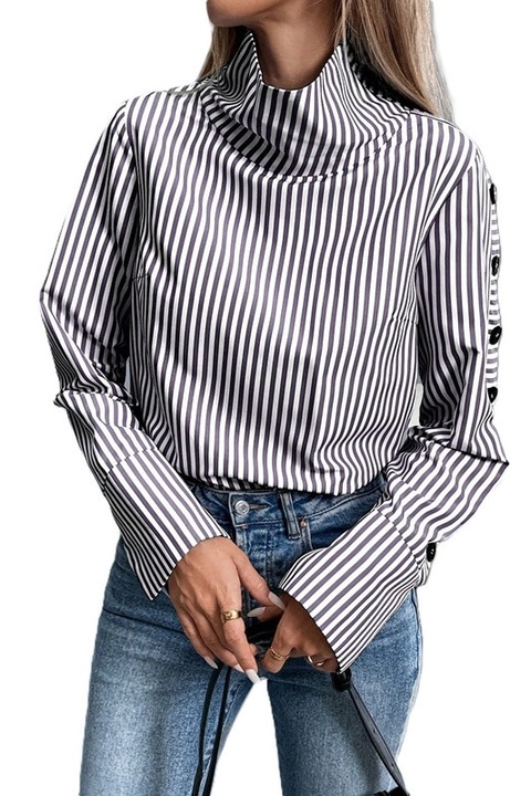 Camasa Dama, Casual/Eleganta, Nasturi Pe Maneca, Maneci Lungi, Alb