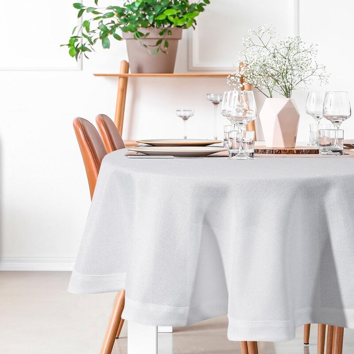 Obrus Stella 120cm, alb, 100% poliester, 280 GSM