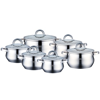 Set 6 Cratite si Oale din Inox cu Capac din Sticla Apollo Peterhof, Fund 5 Straturi, Inductie,12 piese Set 6 Cratite si Oale din Inox cu Capac din Sticla Apollo Peterhof, Fund 5 Straturi, Inductie,12 piese