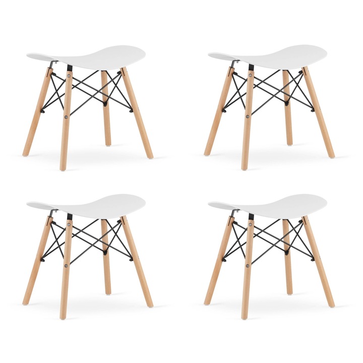 Комплект 4 табуретки OSKAR, KORFU, бели, 36x46.5x47.5cm