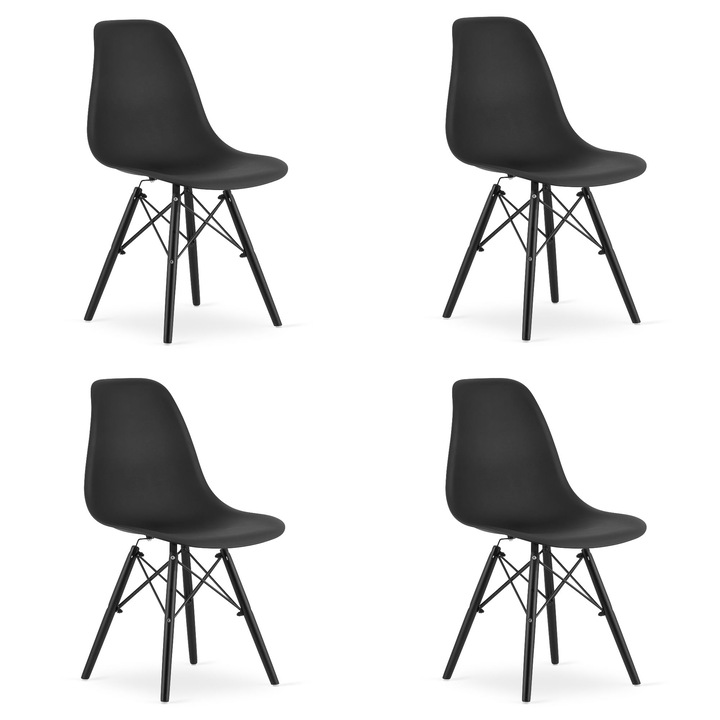 Комплект 4 стола OSKAR, OSAKA, черни, 46x54x81см