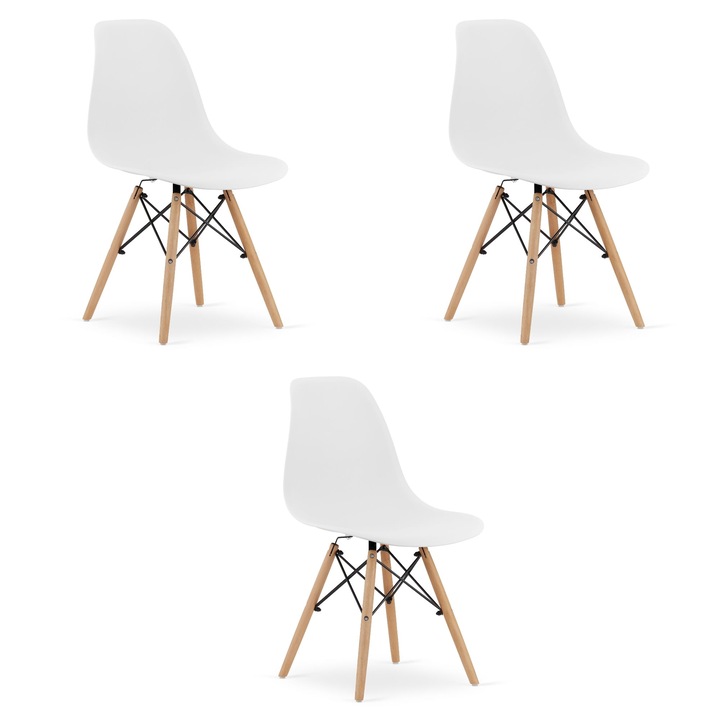 Комплект 3 стола OSKAR, OSAKA, бели с естествени крака, 46x54x81см