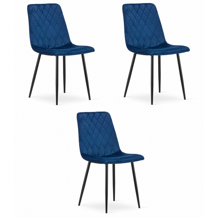 3 darabos Leobert szék szett, sötétkék, 44,5x53cm