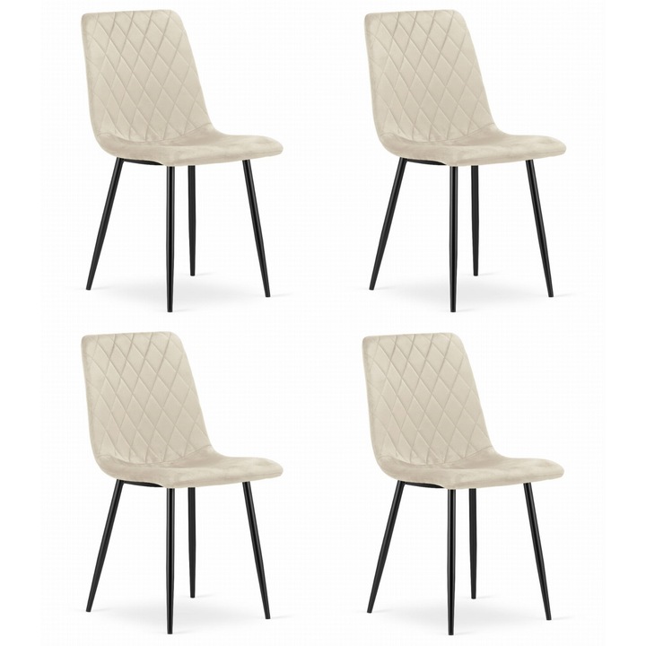 Комплект 4 стола OSKAR, TURIN, ергономичен дизайн, бежов, 44.5x53см