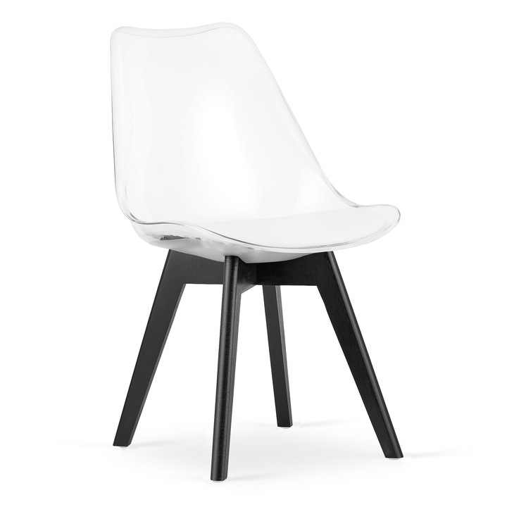 Стол OSKAR, MARK, прозрачен, крака от черен бук, 49x82см