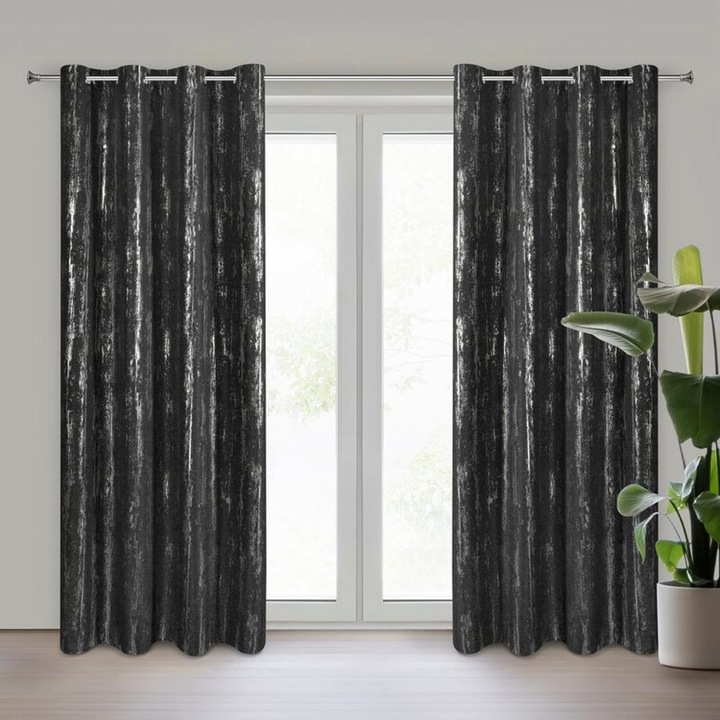 Perdea Libi, 140x250cm, neagra, poliester