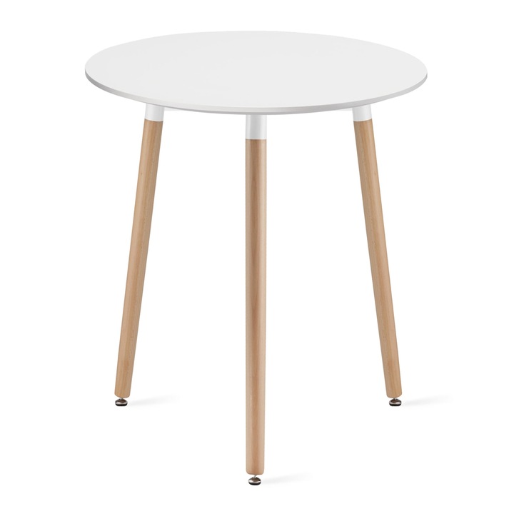 Кръгла маса KAMI, Oskar, 60x60x74см, бяла, крака от бук