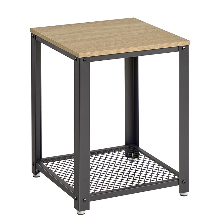 Masuta, Leobert, PAL/Otel, sonoma/negru, 45x45x55cm