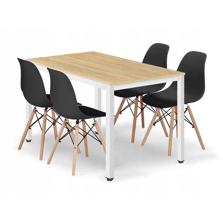 Set masa OSKAR, TESSA 120x60cm, 4 scaune, multicolor