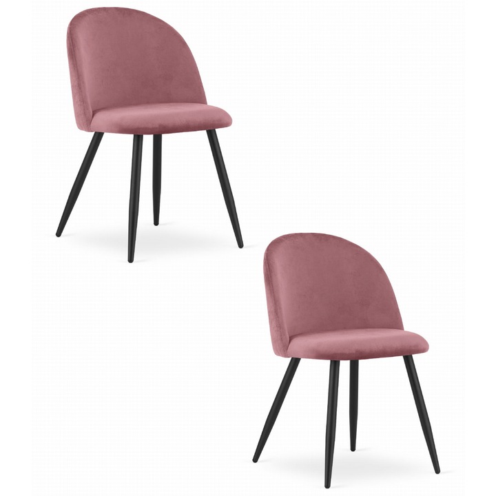 Set 2 scaune BELLO, Leobert, design modern, tapiterie moale, metal, 76.5x46x42.5cm