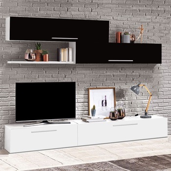 Living Marry, usi MDF Alb/Negru Living Marry, usi MDF Alb/Negru