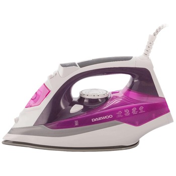 Fier de calcat Daewoo DSI20P, Talpa ceramica, 2400 W, 350 ml, 55 g/min, abur vertical, auto curatare, maner cauciucat, Violet Fier de calcat Daewoo DSI20P, Talpa ceramica, 2400 W, 350 ml, 55 g/min, abur vertical, auto curatare, maner cauciucat, Violet