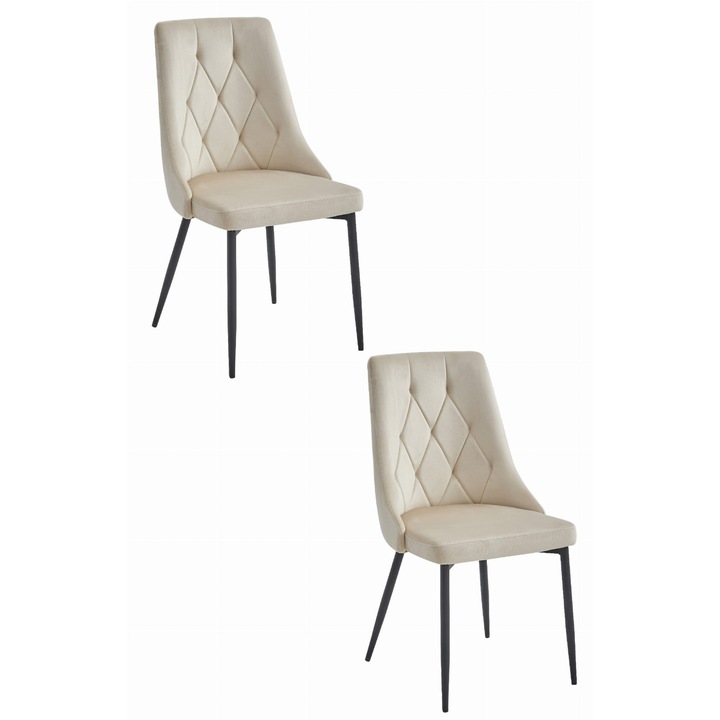 2 db szék készlet IMOLA, OSKAR, fém/bársony, modern design, bézs, 93,5x48,5x61 cm