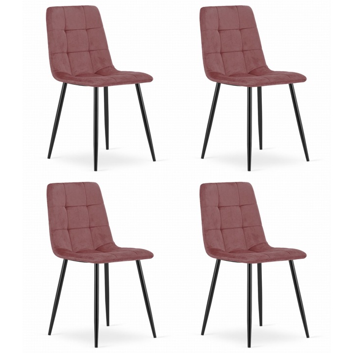 Scaun OSKAR KARA, roz, metal, 87x45x50,5cm, set de 4 bucati
