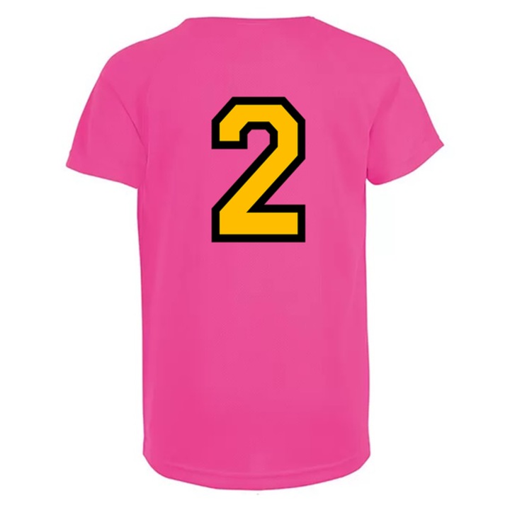 Gyerekcsapat mez, hátul 2-es számmal, Rózsaszín