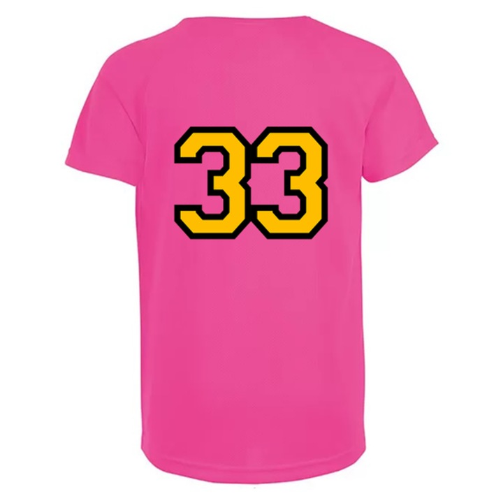 Kids Team póló, hátul számozott, 33-as szám, Rózsaszín
