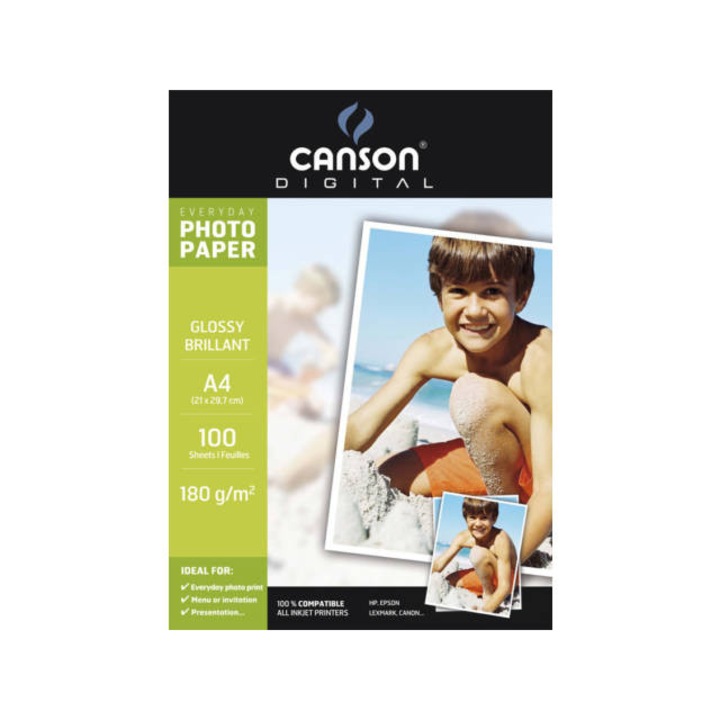 Hartie foto CANSON A4, Everyday GLOSSY, 100 coli/cutie 180 g/mp