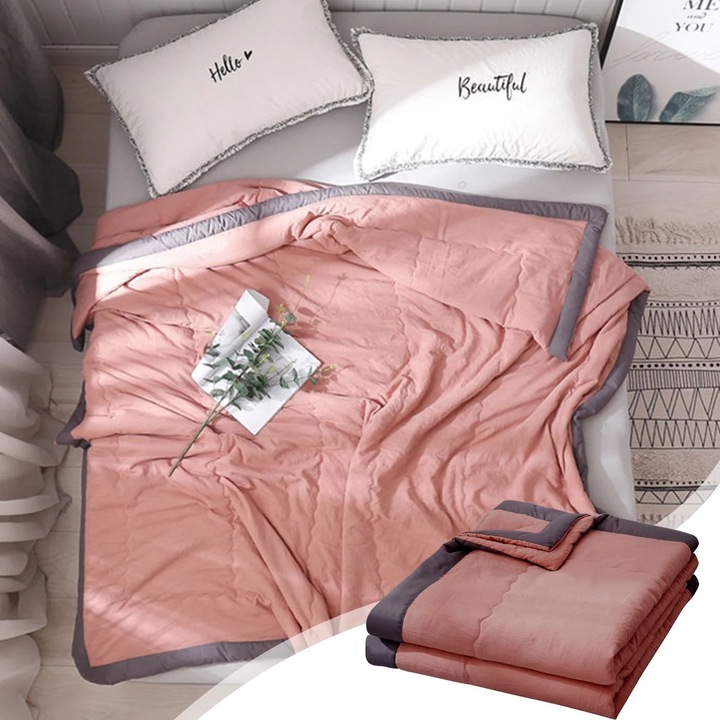 Прохладно лятно одеяло 98% памук светло сиво 1 бр