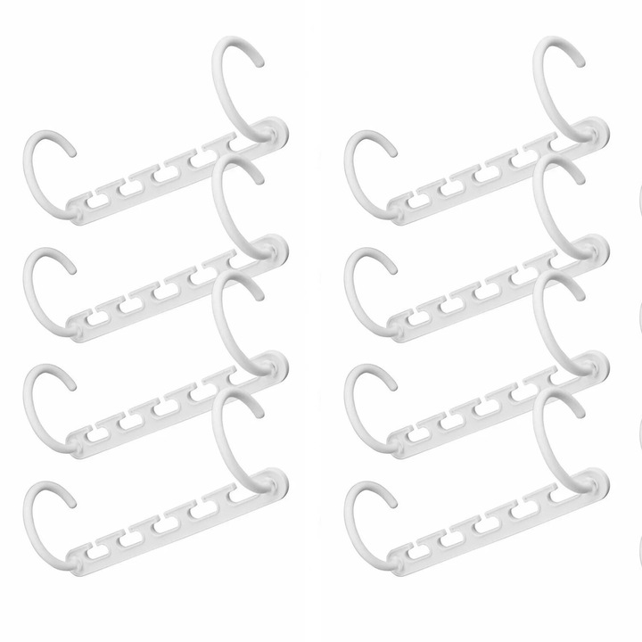 Set 8 umerase pentru haine, plastic ABS, economisire spatiu, 9.2x3.2in