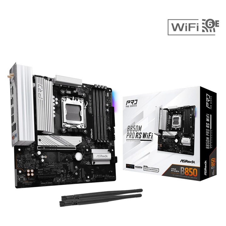 Дънна платка, ASRock B850M PRO RS WIFI, AM5, 4xDDR5 4xSATA3 RAID HDMI DP 3xM2 GLAN 1xPCIEx16 1xPCIEx1