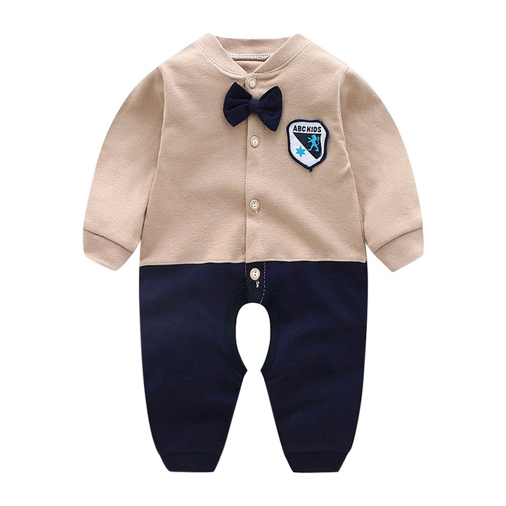 Бебешко боди, памук, бежово/тъмно синьо, 73 СМ