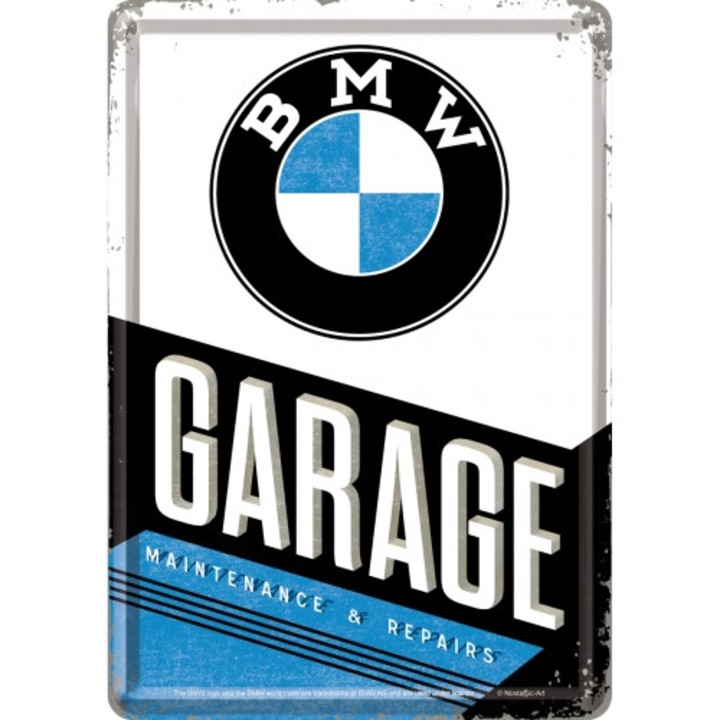 Placa metalica decor 10x14 cm "BMW Garage"