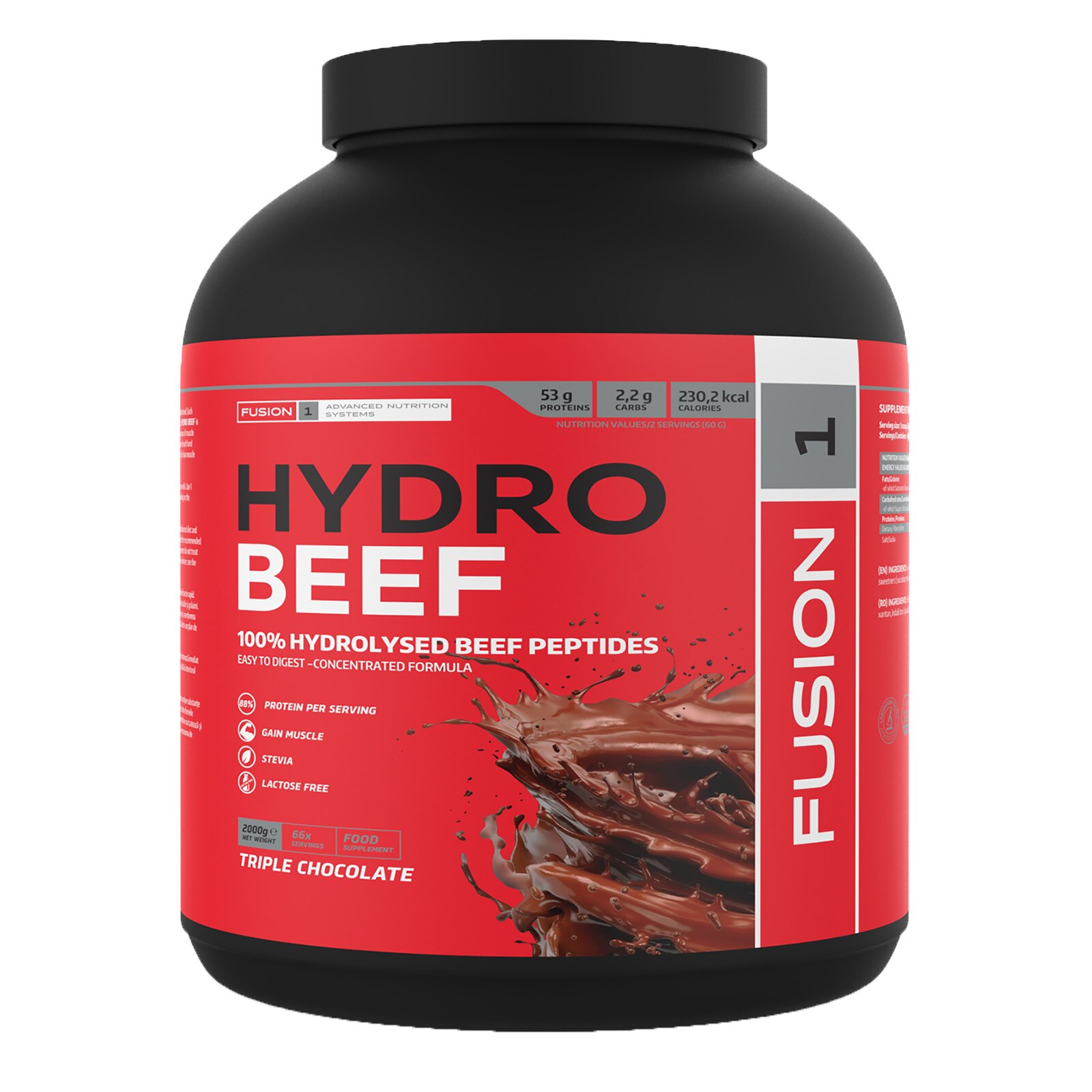 Hydrolizat din proteina de vita (collagen) -Hydro Beef 2000 g, triple chocolate