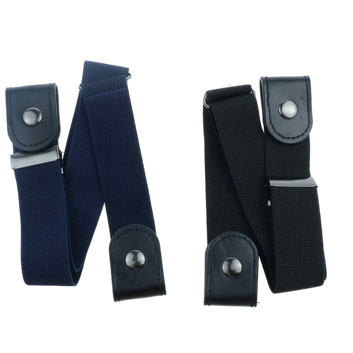 Elasztikus öv szett csatok nélkül, Bizaical, fekete + sötétkék, 2 db, állítható méret