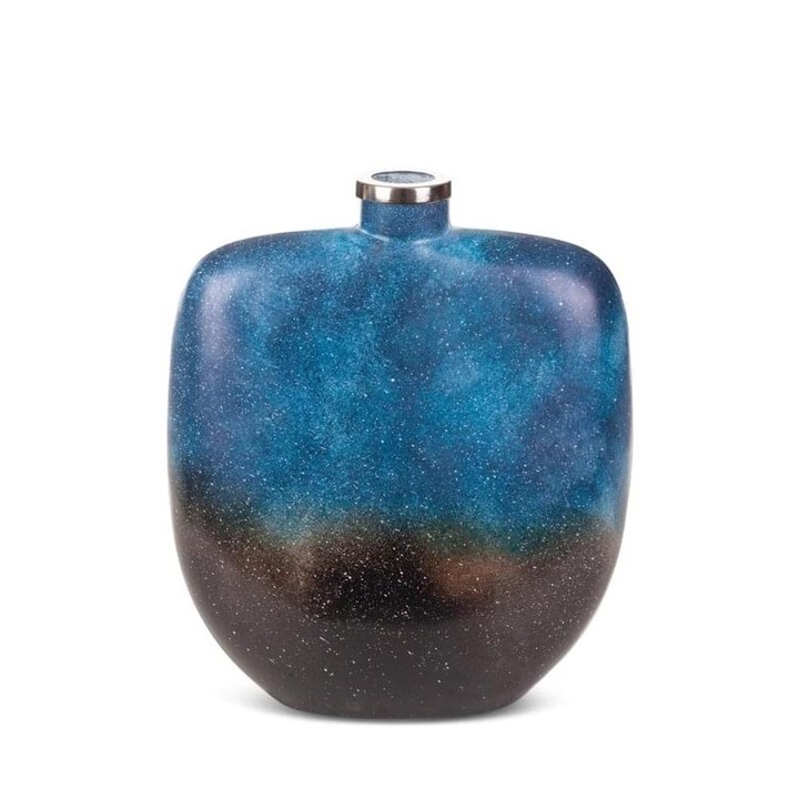 Vaza decorativa din sticla, 27x10x34cm, albastra